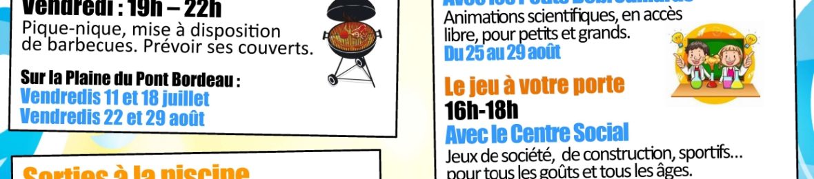 Découvrez le programme du Centre du Pont  Bordeau et ses partenaires !